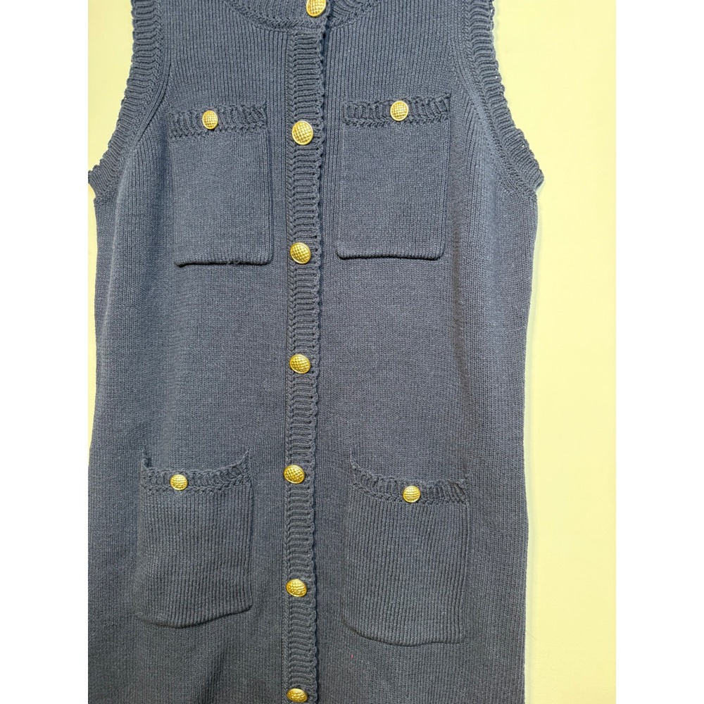 Caroline Constas Maritime Blue Cotton Knit Button Front Mini Dress Large NWT - Picture 3 of 6